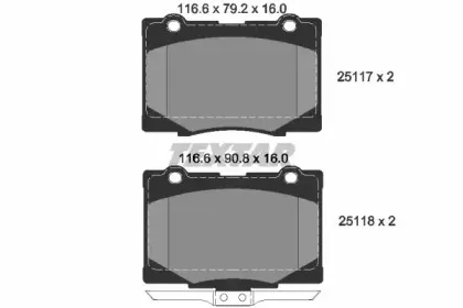 2511701 TEXTAR Комплект тормозных колодок, дисковый тормоз