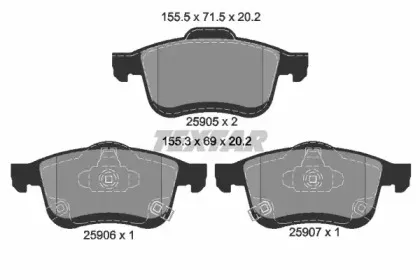 2590501 TEXTAR Комплект тормозных колодок, дисковый тормоз