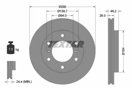 92167100 TEXTAR Тормозной диск