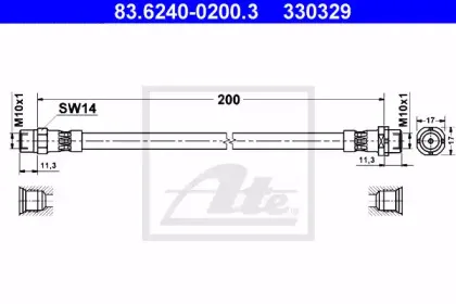 83.6240-0200.3 ATE Тормозной шланг