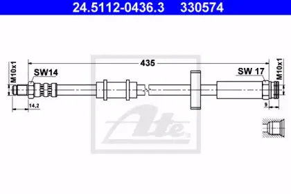 24.5112-0436.3 ATE Тормозной шланг