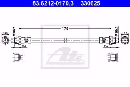 83.6212-0170.3 ATE Тормозной шланг