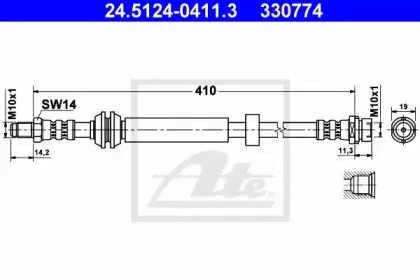 24.5124-0411.3 ATE Тормозной шланг