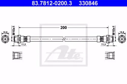 83.7812-0200.3 ATE Тормозной шланг