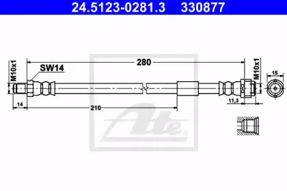 24.5123-0281.3 ATE Тормозной шланг