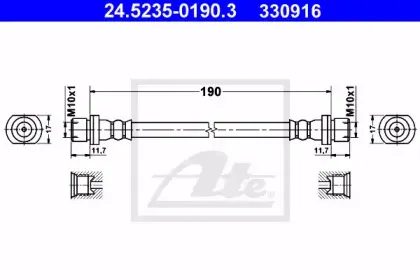 24.5235-0190.3 ATE Тормозной шланг