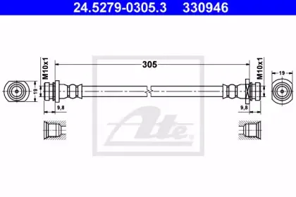 24.5279-0305.3 ATE Тормозной шланг