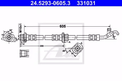 24.5293-0605.3 ATE Тормозной шланг