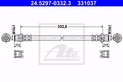 24.5297-0332.3 ATE Тормозной шланг
