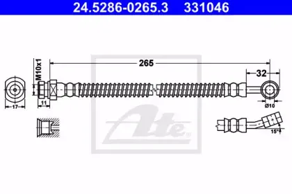 24.5286-0265.3 ATE Тормозной шланг