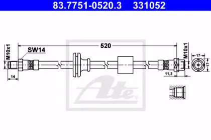 83.7751-0520.3 ATE Тормозной шланг