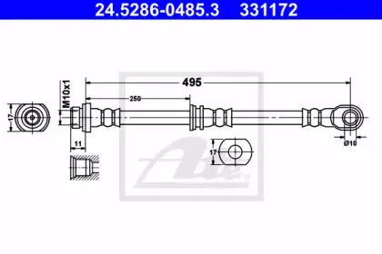24.5286-0485.3 ATE Тормозной шланг