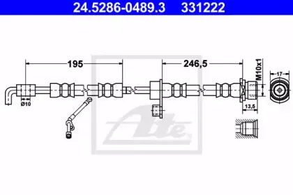 24.5286-0489.3 ATE Тормозной шланг