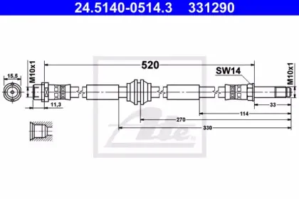 24.5140-0514.3 ATE Тормозной шланг