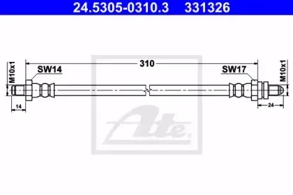 24.5305-0310.3 ATE Тормозной шланг