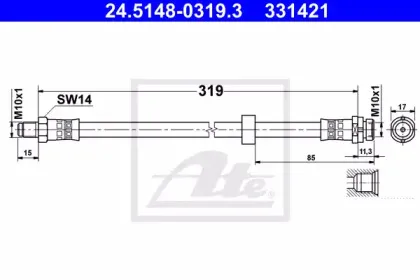 24.5148-0319.3 ATE Тормозной шланг