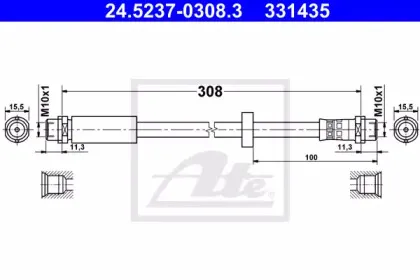 24.5237-0308.3 ATE Тормозной шланг