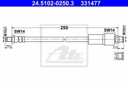 24.5102-0250.3 ATE Тормозной шланг