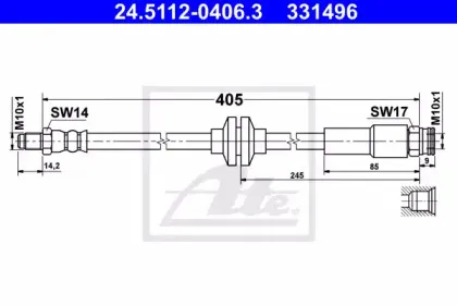 24.5112-0406.3 ATE Тормозной шланг