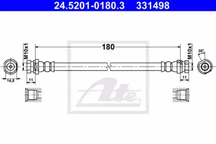 24.5201-0180.3 ATE Тормозной шланг