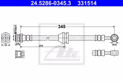 24.5286-0345.3 ATE Тормозной шланг