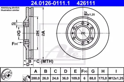 24.0126-0111.1 ATE Тормозной диск