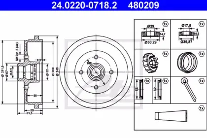 24.0220-0718.2 ATE Тормозной барабан