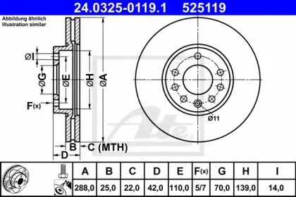 24.0325-0119.1 ATE Тормозной диск