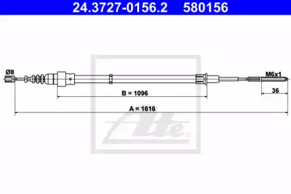 24.3727-0156.2 ATE Трос, стояночная тормозная система