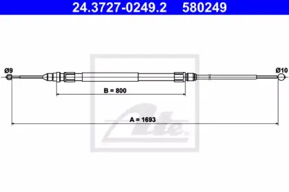 24.3727-0249.2 ATE Трос, стояночная тормозная система