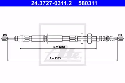 24.3727-0311.2 ATE Трос, стояночная тормозная система