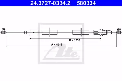 24.3727-0334.2 ATE Трос, стояночная тормозная система