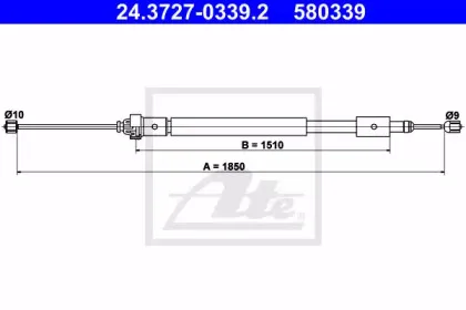 24.3727-0339.2 ATE Трос, стояночная тормозная система
