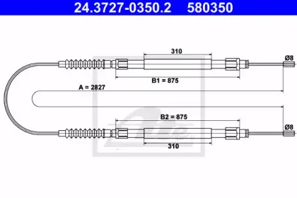 24.3727-0350.2 ATE Трос, стояночная тормозная система