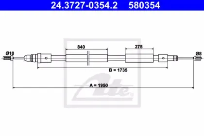 24.3727-0354.2 ATE Трос, стояночная тормозная система