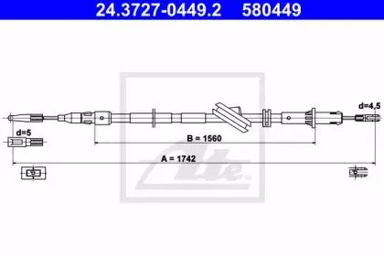 24.3727-0449.2 ATE Трос, стояночная тормозная система