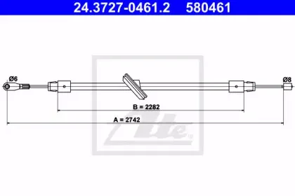 24.3727-0461.2 ATE Трос, стояночная тормозная система