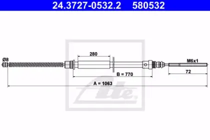 24.3727-0532.2 ATE Трос, стояночная тормозная система