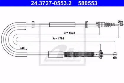 24.3727-0553.2 ATE Трос, стояночная тормозная система