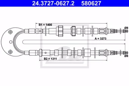 24.3727-0627.2 ATE Трос, стояночная тормозная система
