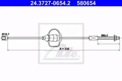 24.3727-0654.2 ATE Трос, стояночная тормозная система