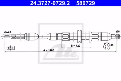 24.3727-0729.2 ATE Трос, стояночная тормозная система