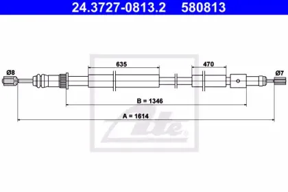 24.3727-0813.2 ATE Трос, стояночная тормозная система