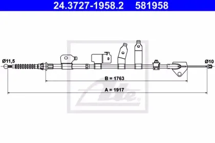 24.3727-1958.2 ATE Трос, стояночная тормозная система
