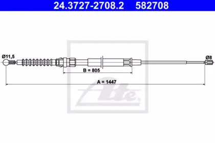 24.3727-2708.2 ATE Трос, стояночная тормозная система
