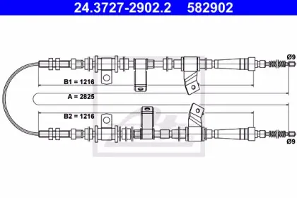 24.3727-2902.2 ATE Трос, стояночная тормозная система