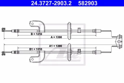 24.3727-2903.2 ATE Трос, стояночная тормозная система