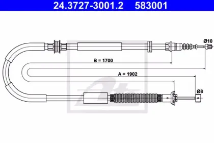 24.3727-3001.2 ATE Трос, стояночная тормозная система