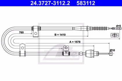 24.3727-3112.2 ATE Трос, стояночная тормозная система