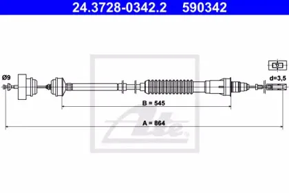 24.3728-0342.2 ATE Трос, управление сцеплением